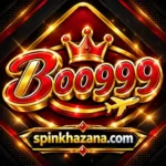 Boog999 Game logo with red and gold crown design and spinkhazana.com branding
