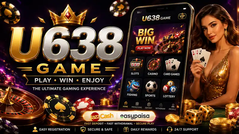 U638 Game banner showing casino games slots and mobile gaming