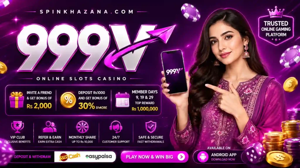 999V Game Pakistan promotional banner on SpinKhazana