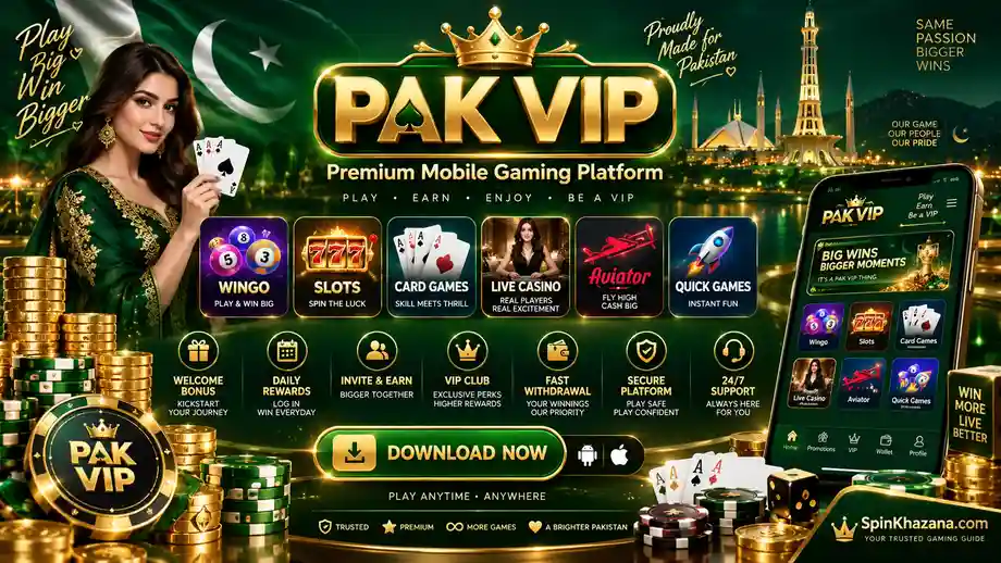 PAK VIP Game promotional banner with Wingo slots card games and rewards