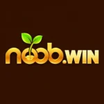 Noob Win Game logo with golden lettering and a green sprout on a dark brown background.
